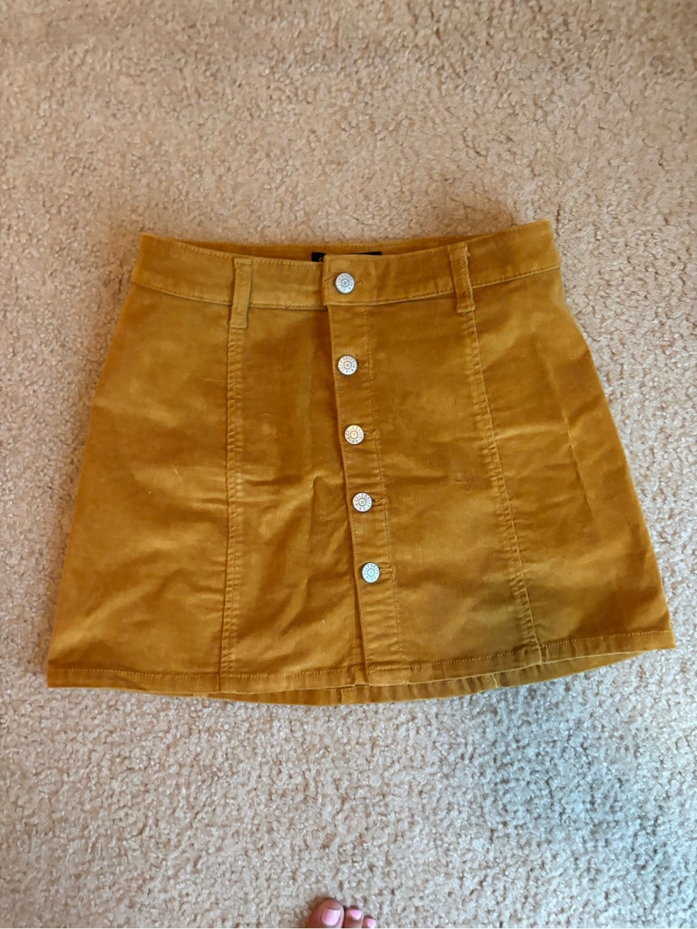 Celebrity Pink Mustard Button-Front Corduroy Mini Skirt